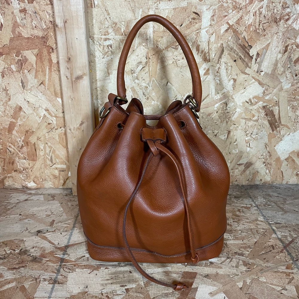 Madewell Bucket Bag Women Medium Cognac Brown Leather Drawstring Crossbody - Picture 5 of 16